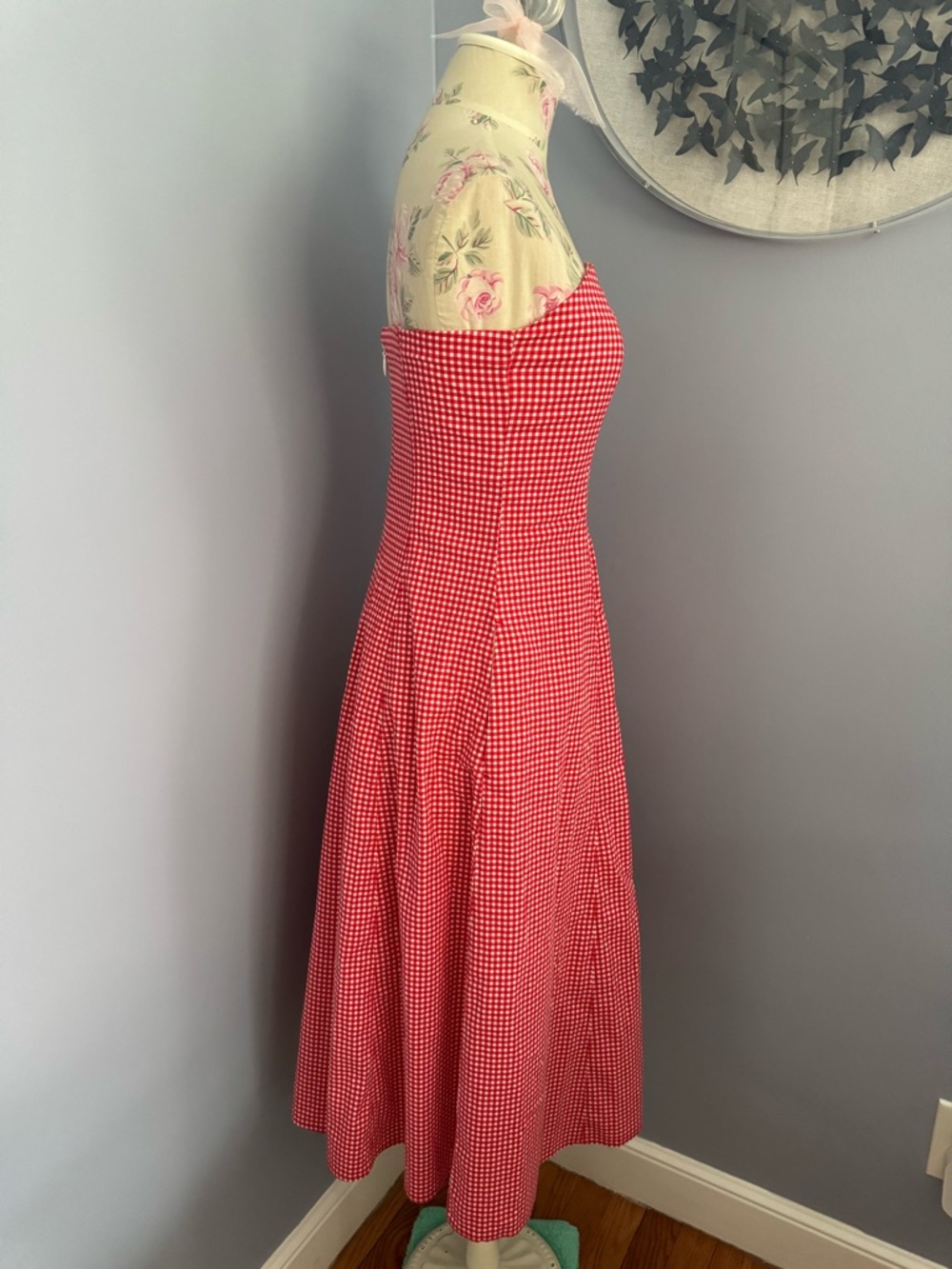 Abercrombie & Fitch Red Gingham Strapless Midi Dress - Picture 4 of 10
